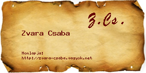Zvara Csaba névjegykártya